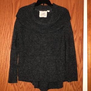 Very fuzzy dark gray cowl neck sweater